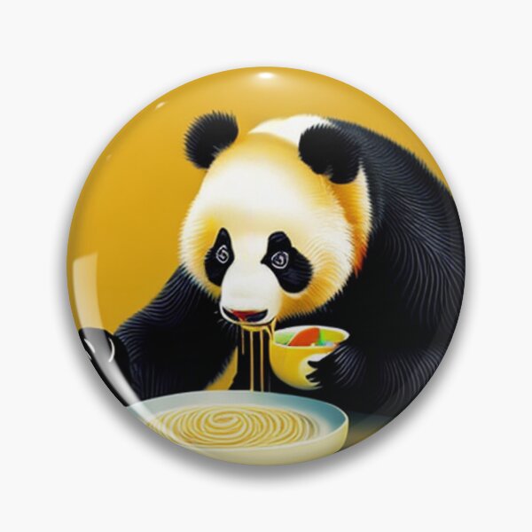 Item preview,  cute Panda bear eating a bowl of noodles yellow designed and sold by Meena-tta.