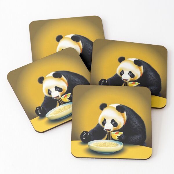 Item preview,  cute Panda bear eating a bowl of noodles yellow designed and sold by Meena-tta.