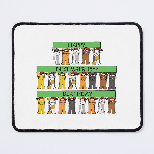 Item preview, December 15th Birthday Cartoon Cats Holding Up Banners designed and sold by KateTaylor.