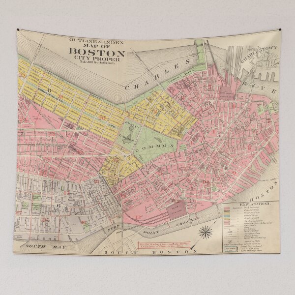 Item preview, Vintage Map of Boston MA (1876) designed and sold by BravuraMedia.