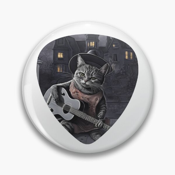 Item preview, Halloween Cat Playing Guitar Wearing Witches Hat In Shape Of Guitar Pick designed and sold by guvnaguitars.