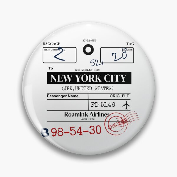 Item preview, New York City (JFK) USA Airline Luggage Tag designed and sold by RoamInk.