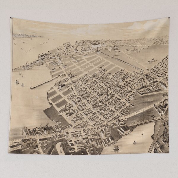 Item preview, Vintage Pictorial Map of East Cambridge MA (1879) designed and sold by BravuraMedia.