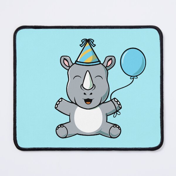 Item preview, Cute happy rhino on party cartoon illustration designed and sold by cubbone.