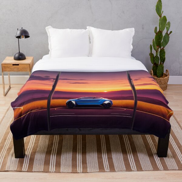Aperçu de l'œuvre Lumières Tesla au coucher du soleil créée et vendue par Horizon Harmonies.