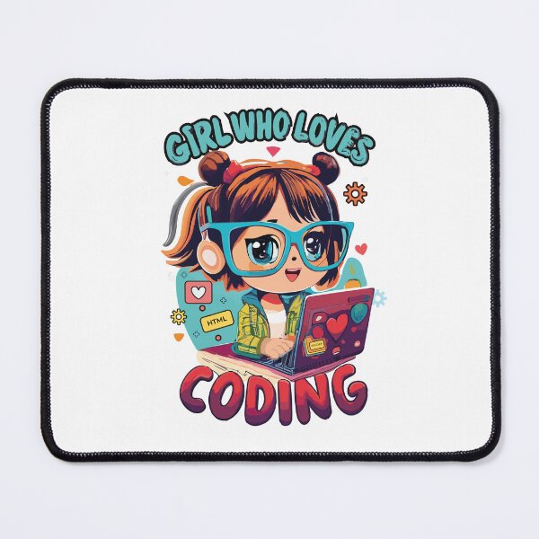 Item preview, Girl wearing glasses working with laptop, just a girl who loves coding designed and sold by ShawishArt.
