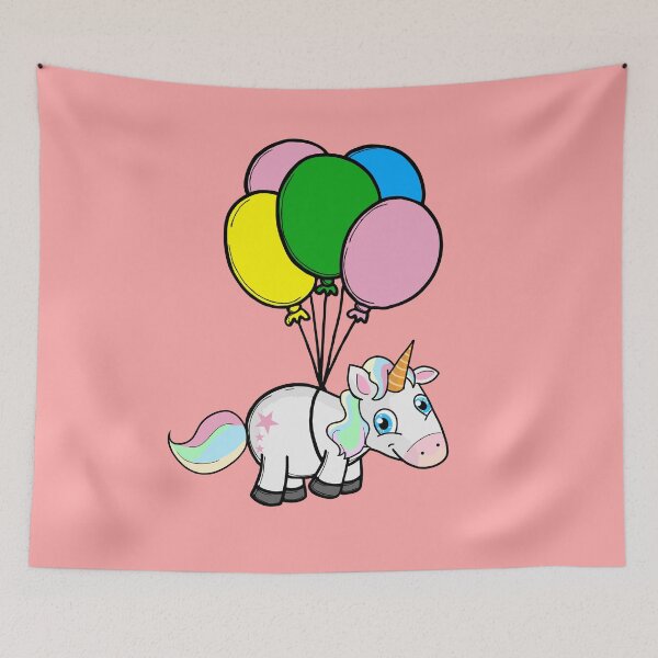 Item preview, Rainbow unicorn flying with balloons cloud. designed and sold by NoriTEEs.