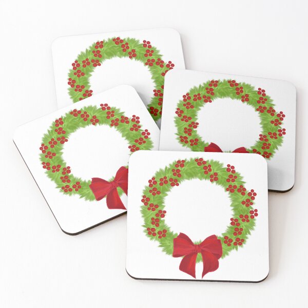 Item preview, Green Christmas wreath with red ribbon designed and sold by Ammi77.