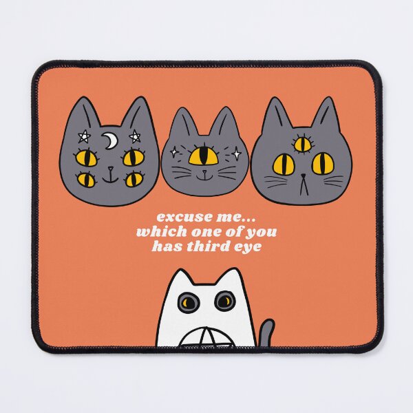 Item preview, Third eye cat? Cute cartoon curious cat with third eye, all seeing eye. designed and sold by VieBelieve.