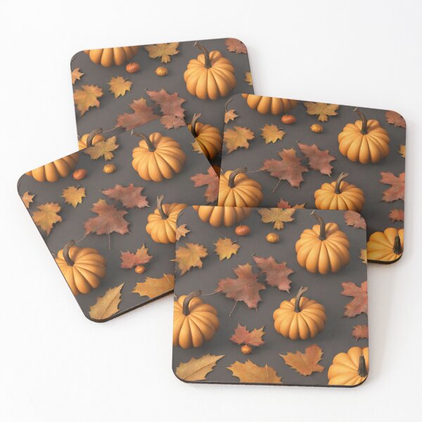 Item preview, autumn leaves and pumpkins colorful 3D pattern designed and sold by in-leggings.