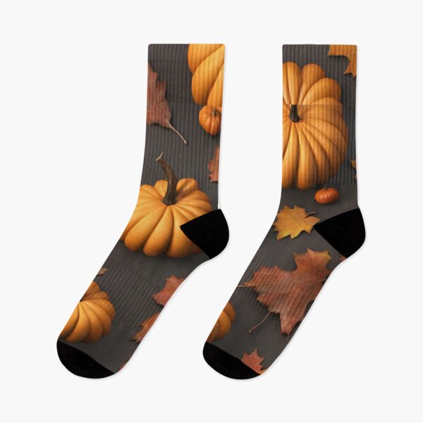 Item preview, autumn leaves and pumpkins colorful 3D pattern designed and sold by in-leggings.
