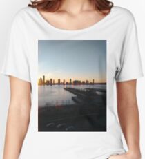 New York, Manhattan, Brooklyn, New York City, architecture, street, building, tree, car, pedestrians, day, night, nightlight, house, condominium,  Women's Relaxed Fit T-Shirt