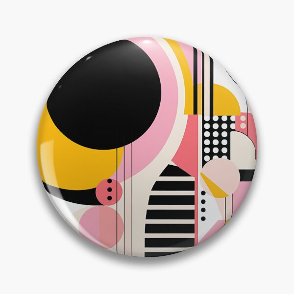 Item preview, Bold Elegance: Pink & Yellow Art Deco Design with Spherical Sculptures and Vibrant Abstract Compositions designed and sold by PaintbrushPlace.
