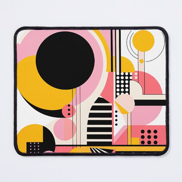 Item preview, Bold Elegance: Pink & Yellow Art Deco Design with Spherical Sculptures and Vibrant Abstract Compositions designed and sold by PaintbrushPlace.