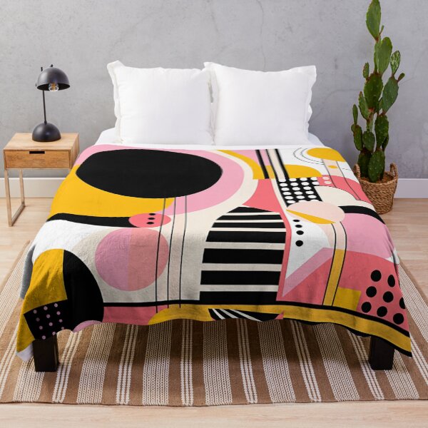 Item preview, Bold Elegance: Pink & Yellow Art Deco Design with Spherical Sculptures and Vibrant Abstract Compositions designed and sold by PaintbrushPlace.