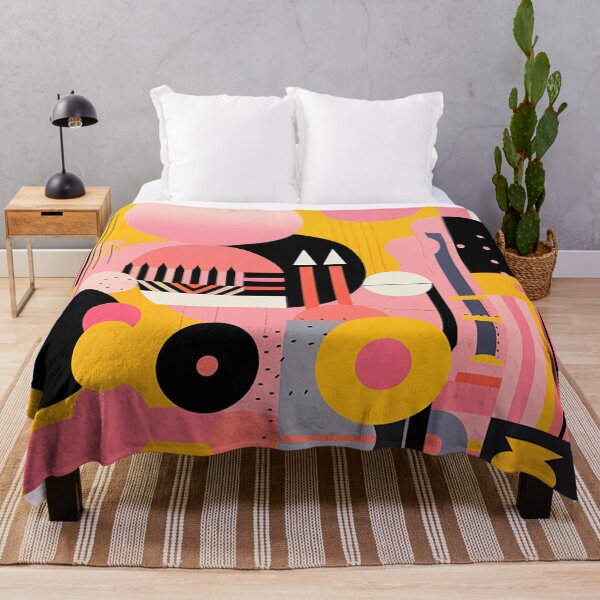Item preview, Vibrant Retro Fusion: Dazzling Pink & Yellow Art Deco with Abstract Spheres and Bold Patterns designed and sold by PaintbrushPlace.