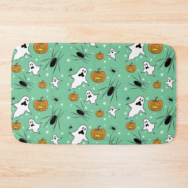 Item preview, Ghosts, Spiders, Pumpkins + Stars - Green Background designed and sold by Helen McCartney Designs.