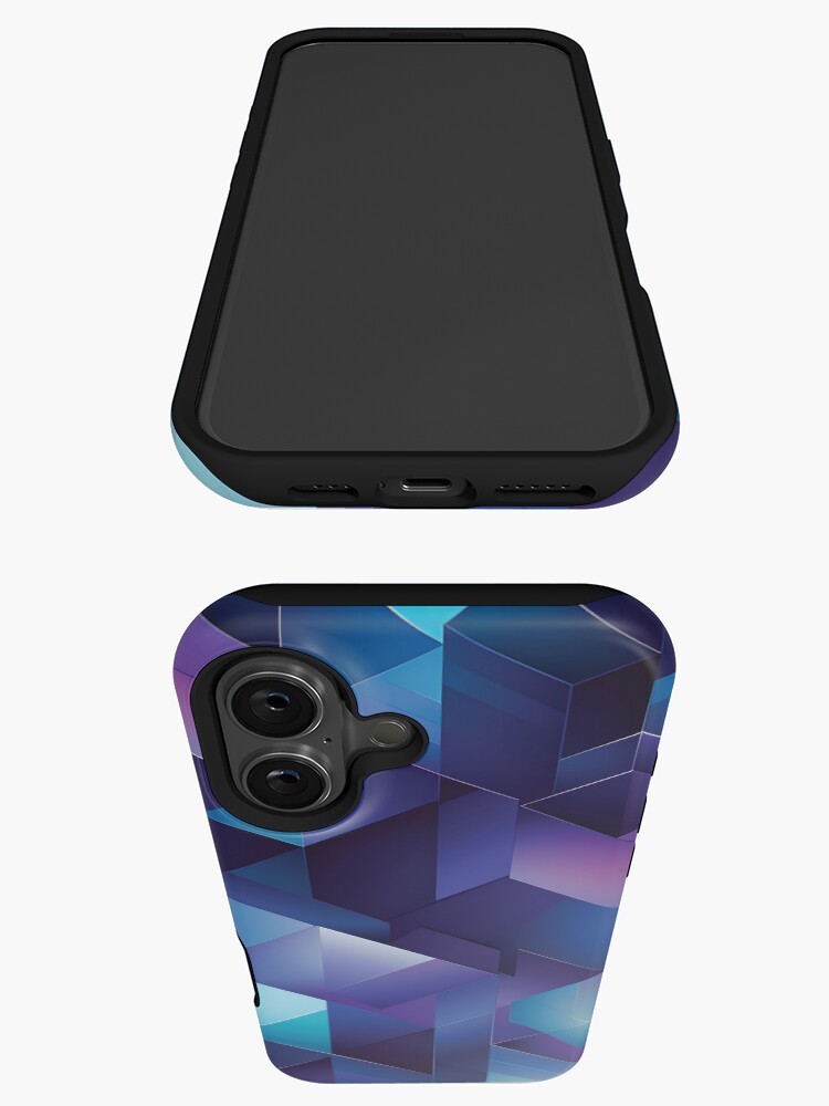 Thumbnail 3 of 4, iPhone Case, Electric Blues Geometric Triangles Squares Pattern designed and sold by hidden-design.