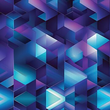 Artwork thumbnail, Electric Blues Geometric Triangles Squares Pattern by hidden-design
