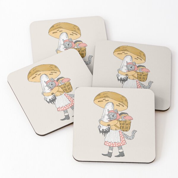 Item preview, Babushka Cat. Penny Bun mushroom and cat illustration. Picking mushrooms. designed and sold by Alika's  Garden.