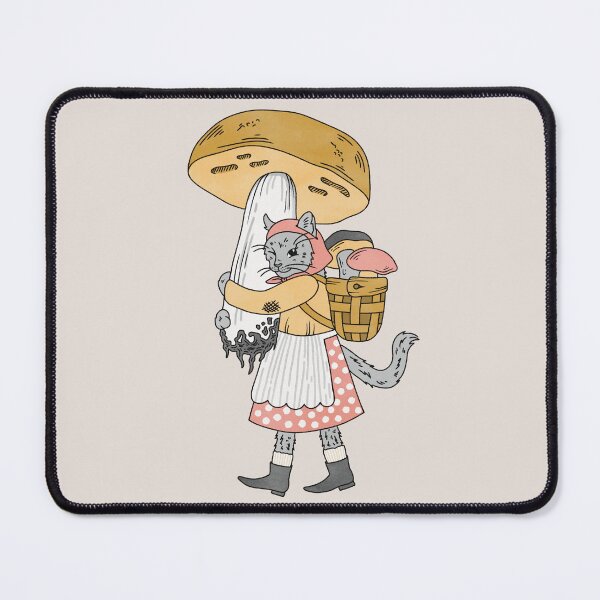 Item preview, Babushka Cat. Penny Bun mushroom and cat illustration. Picking mushrooms. designed and sold by Alika's  Garden.