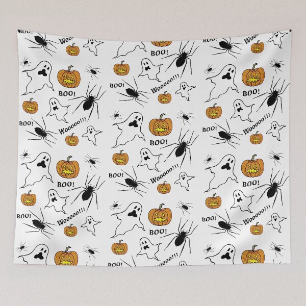Aperçu de l'œuvre Fantômes, araignées, citrouilles + Bouh ! créée et vendue par Helen McCartney Designs.
