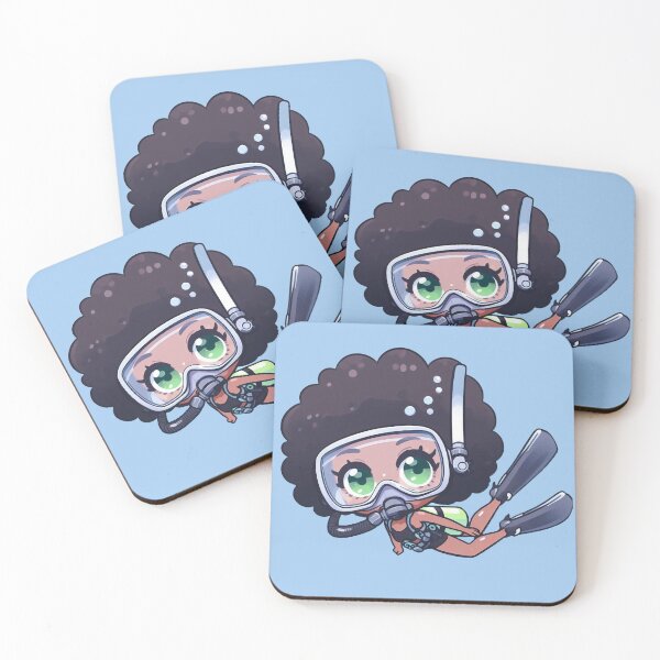 Item preview, Cute Anime African American Diver Girl designed and sold by andydavistech.