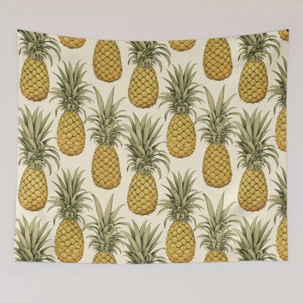 Item preview, Vintage Botanical Illustration of Pineapple (Ananas comosus) Seamless Pattern Design designed and sold by ShobulousStudio.