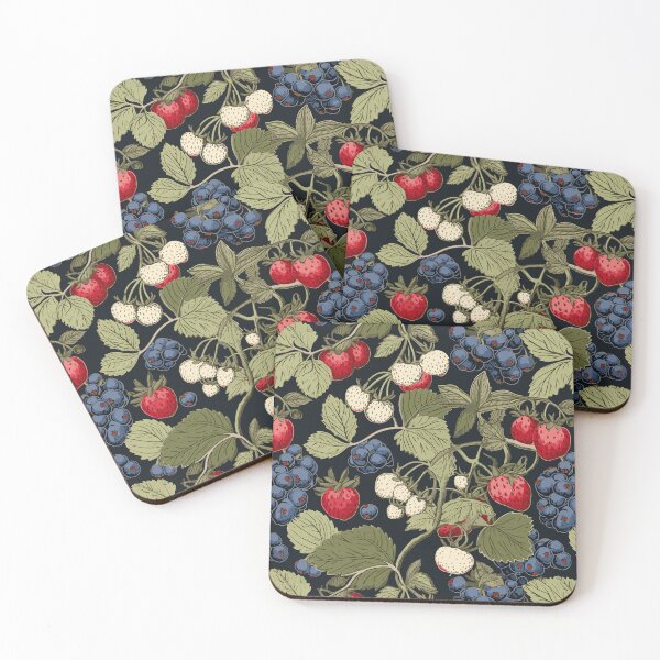 Item preview, Vintage Botanical Illustration of Nordic Forest Berries Pattern - Mix of Rubus idaeus, Vaccinium vitis-idaea, and More designed and sold by ShobulousStudio.