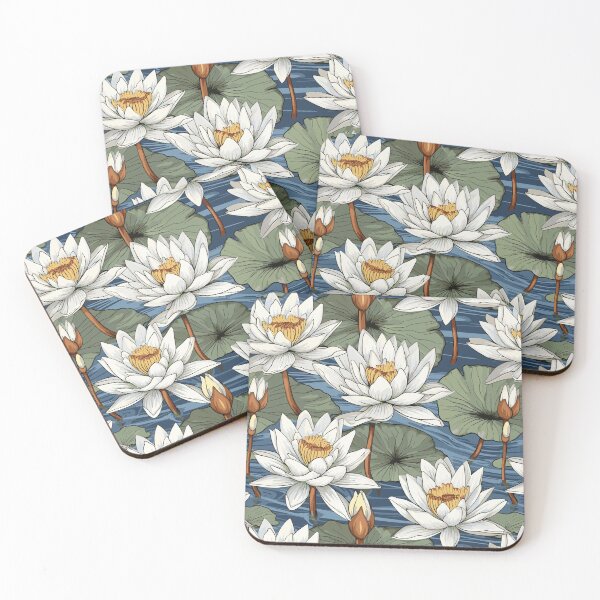 Item preview, Vintage Botanical Illustration of Water Lily Pattern (Nymphaea spp) Seamless Pattern Design designed and sold by ShobulousStudio.