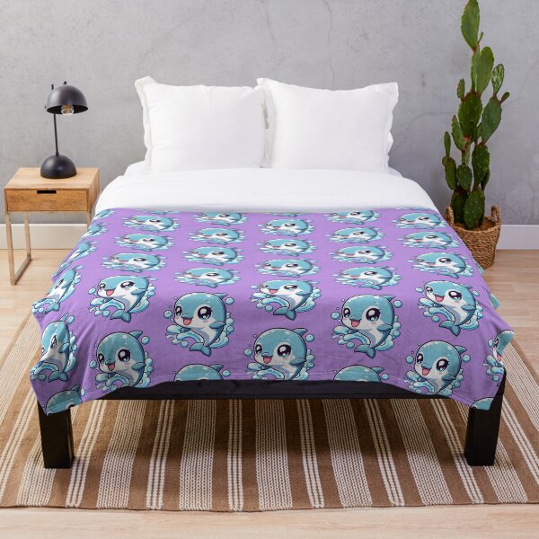 Item preview, Cute Anime Smiling Dolphin (purple) designed and sold by andydavistech.