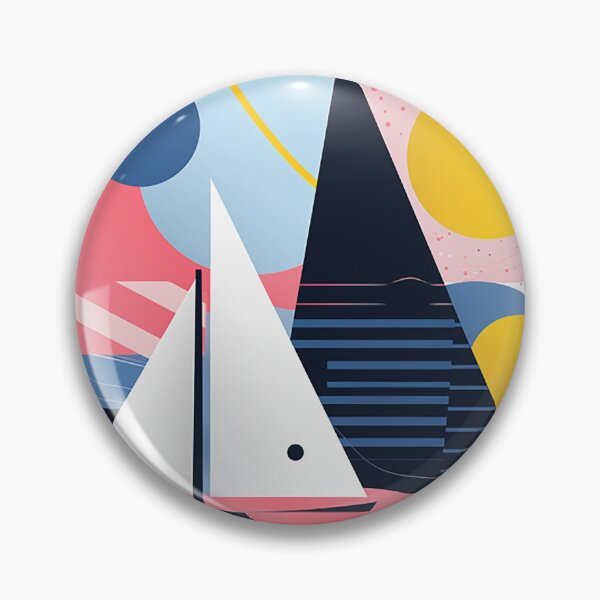 Item preview, Nautical Harmony: Blue Sea Meets Pink & Yellow Geometrics in Bold Maritime Design designed and sold by PaintbrushPlace.