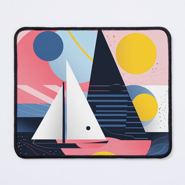 Item preview, Nautical Harmony: Blue Sea Meets Pink & Yellow Geometrics in Bold Maritime Design designed and sold by PaintbrushPlace.