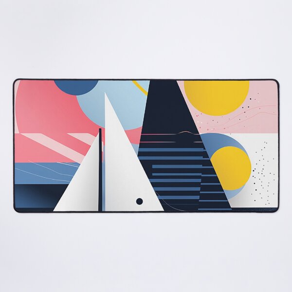 Item preview, Nautical Harmony: Blue Sea Meets Pink & Yellow Geometrics in Bold Maritime Design designed and sold by PaintbrushPlace.