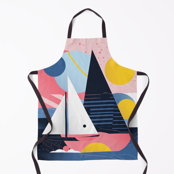 Item preview, Nautical Harmony: Blue Sea Meets Pink & Yellow Geometrics in Bold Maritime Design designed and sold by PaintbrushPlace.