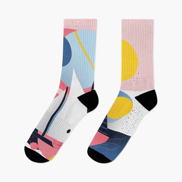 Item preview, Nautical Harmony: Blue Sea Meets Pink & Yellow Geometrics in Bold Maritime Design designed and sold by PaintbrushPlace.