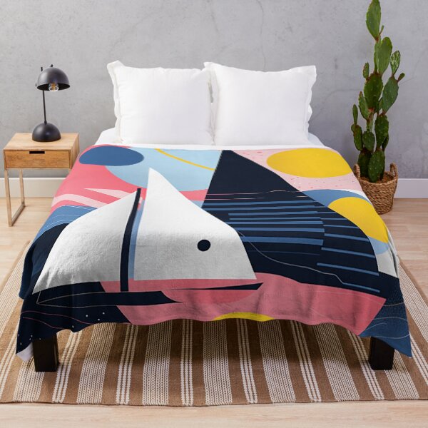 Item preview, Nautical Harmony: Blue Sea Meets Pink & Yellow Geometrics in Bold Maritime Design designed and sold by PaintbrushPlace.