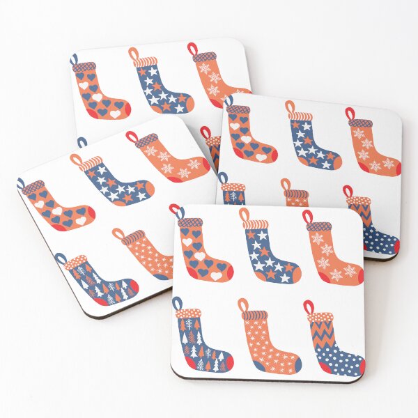 Item preview, Modern Sapphire Blue, Orange and Ivory White Christmas Stockings designed and sold by MoorePatterns.