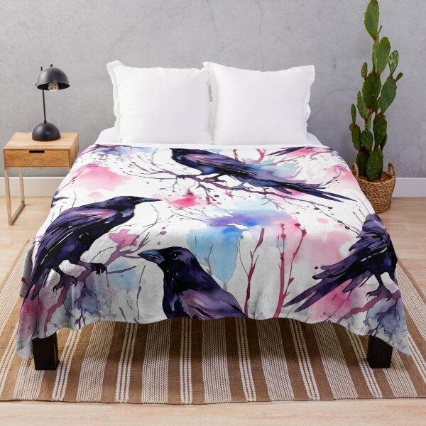 Item preview, Ravens Watercolor Pattern Abstract Geometric Birds designed and sold by LynZorHome.