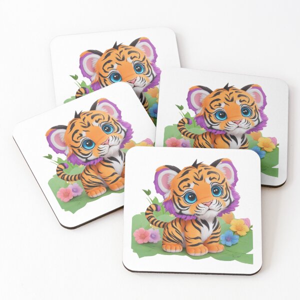 Item preview, Clipart of a cute tiger in a floral meadow.  designed and sold by Vegasstickers.