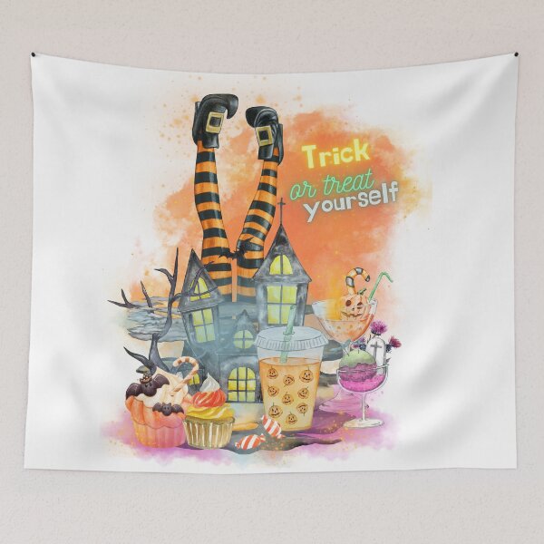 Item preview, Halloween "Trick or Treat Yourself" graphic design, Spooky Autumn Vibes, Transparent background designed and sold by Lunardreams54.
