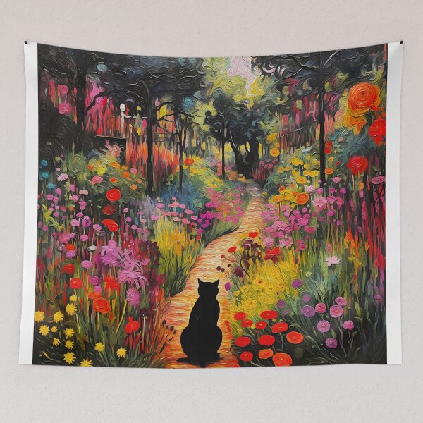Item preview,  Black Cat in Monet Garden 2 designed and sold by Nora Gad.