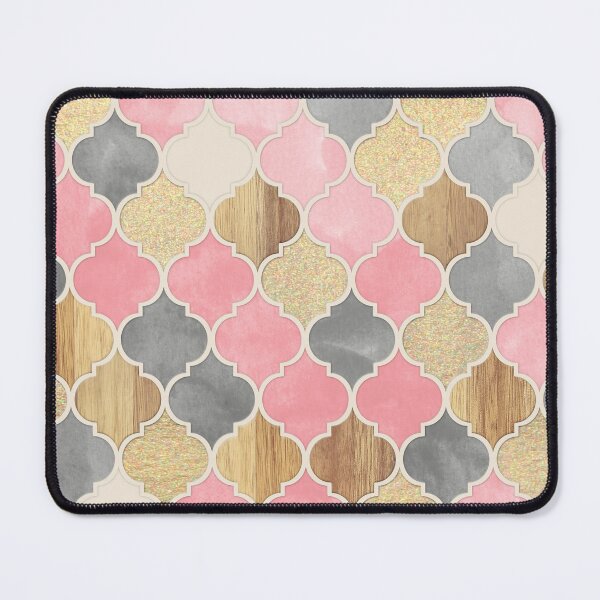 Item preview, Silver Grey, Soft Pink, Wood & Gold Moroccan Pattern designed and sold by micklyn.