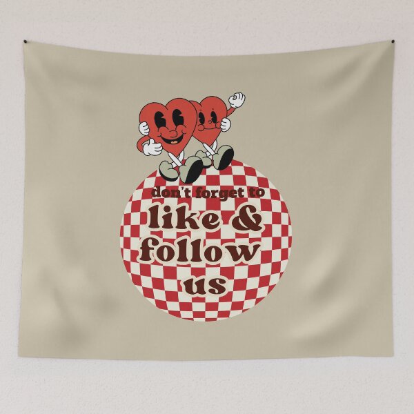 Item preview, Follow Your Heart Cartoon Retro 70s "Don't forget to like and follow us" designed and sold by VieBelieve.