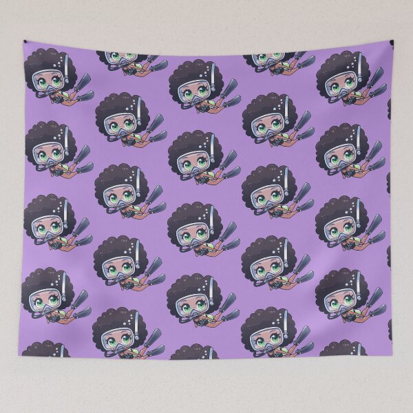 Item preview, Cute Anime African American Diver Girl (purple) designed and sold by andydavistech.