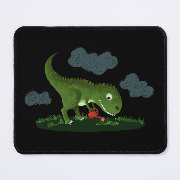Item preview, cute dinosaur gardener watering a flower (clouds) designed and sold by lolode.