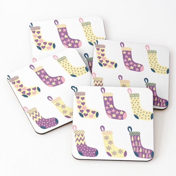 Item preview, Modern Yellow, Plum Purple Pink and Navy Christmas Stockings designed and sold by MoorePatterns.