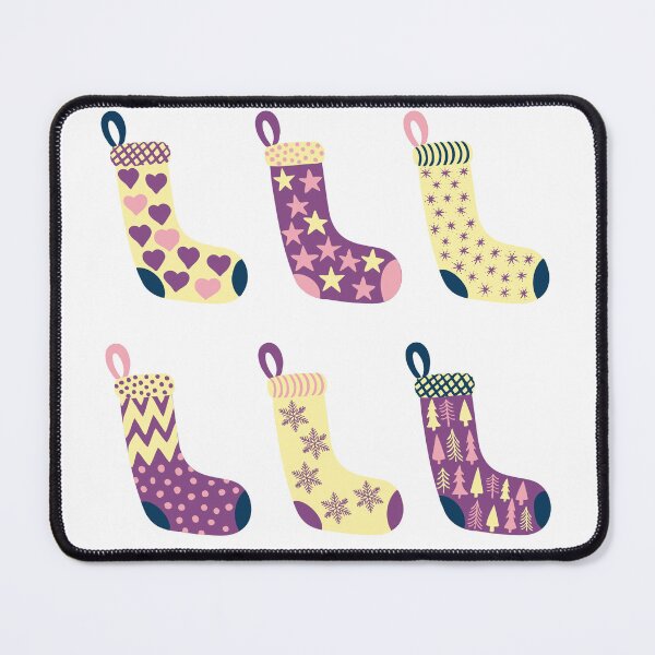 Item preview, Modern Yellow, Plum Purple Pink and Navy Christmas Stockings designed and sold by MoorePatterns.