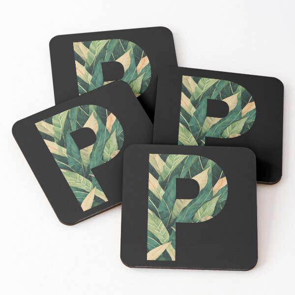 Item preview,  A pattern of vintage tropical leaves filling the letter p designed and sold by studio468.