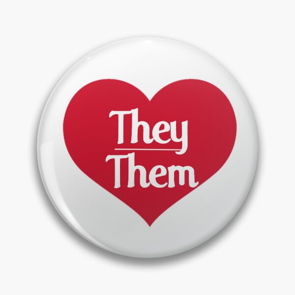 Item preview, they them pronouns sticker badge care bears font lgbt lgbtq heart designed and sold by Aria Monique.